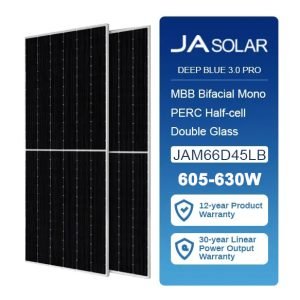 JA Solar N-type Double Glass Bifacial JAM66D45LB 605w,610w,615w,620w,625w,630w