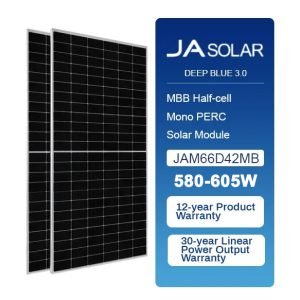 JA Solar N-type Double Glass Bifacial JAM66D42MB 580w,585w,590w,595w,600w,605w